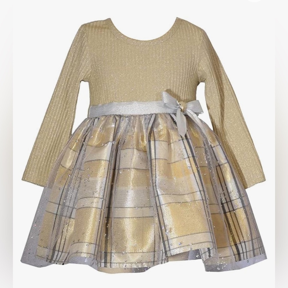 Bonnie Baby | Baby Girl‎ Long Sleeve Gold & Silver Dress